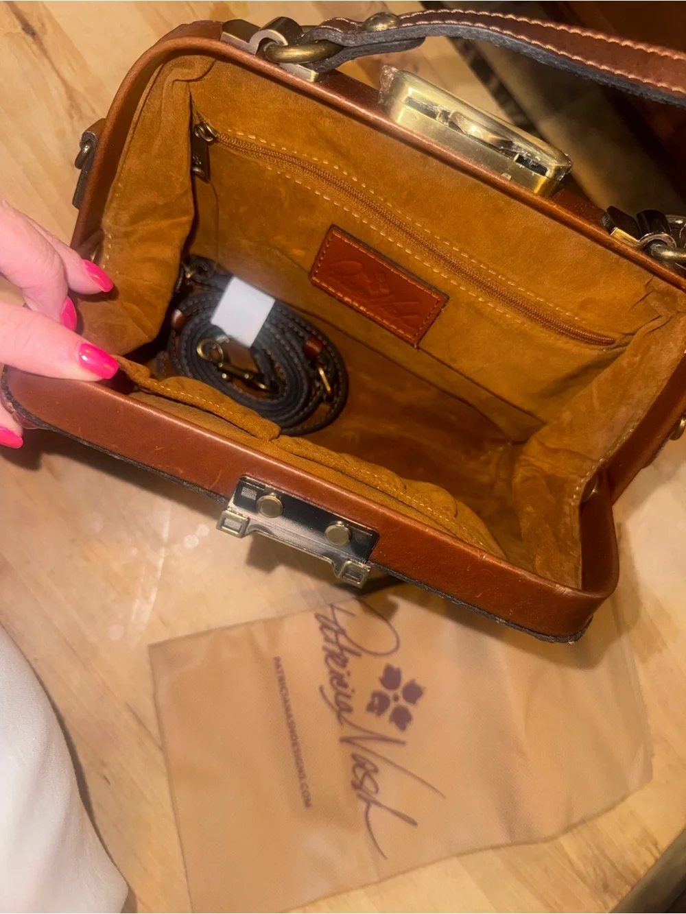Patricia Nash Cognac Leather Frame Bag NWOT